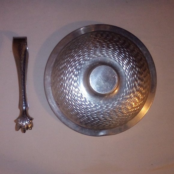 MCM Hammered Metal Ice Bucket: (3) Piece Set. Imported. Vintage - Picture 4 of 9